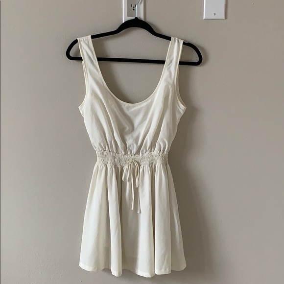 Scoop Neck Chiffon Cream Flared Dress - Picture 1 of 4